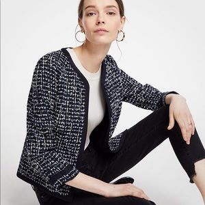 Ann Taylor Tipped Tweed Jacket (size L)